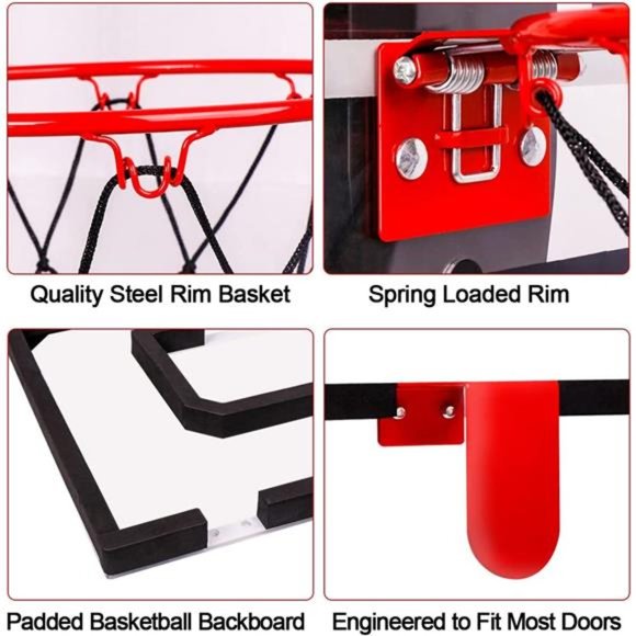 Basketball Hoop Indoor - Mini Basketball Hoop for Door w/ Electronic Scoreboard - Picture 3 of 7